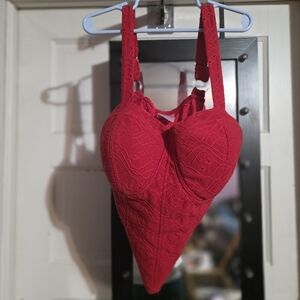 No Boundaries Red Lace Crop Top